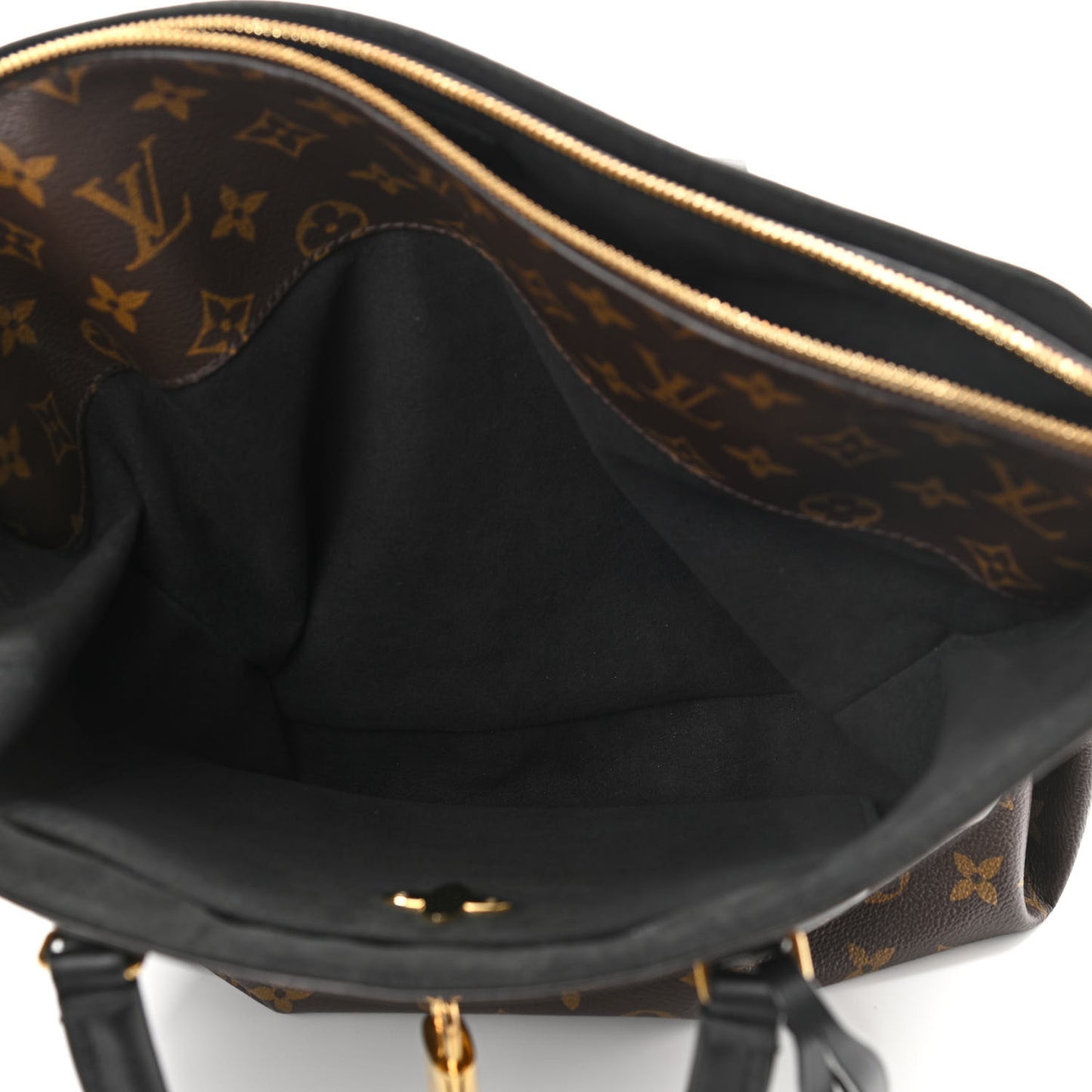 Monogram Flower Zipped Tote MM Black