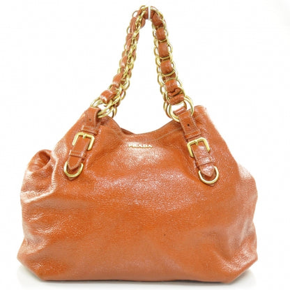 Prada Cervo Lux Chain Shoulder Bag Orange 1 of 9