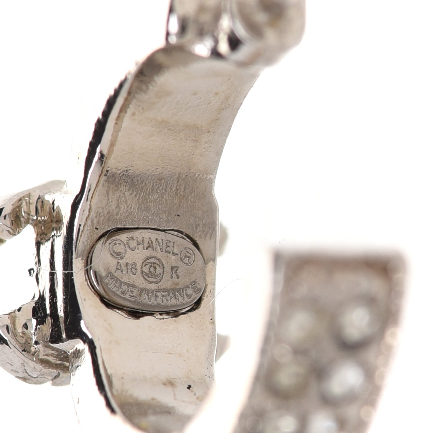 Crystal CC Hoop Earrings Silver