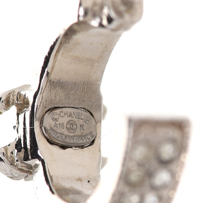 Chanel Crystal CC Hoop Earrings Silver 4 of 5