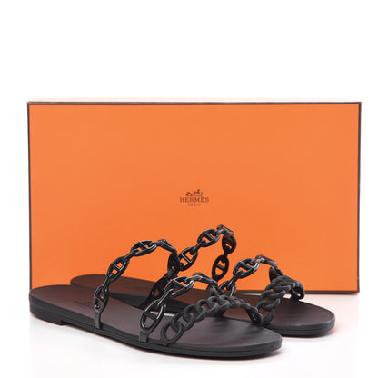 Hermes Rubber Chaine d'Ancre Rivage Sandals 37 Black 8 of 8