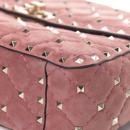 Valentino Garavani Suede Medium Rockstud Spike Shoulder Bag Antico Rosa 9 of 12