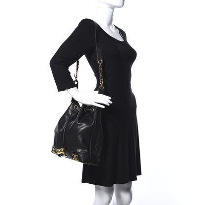 Chanel Caviar CC Drawstring Shoulder Bag Black 2 of 11