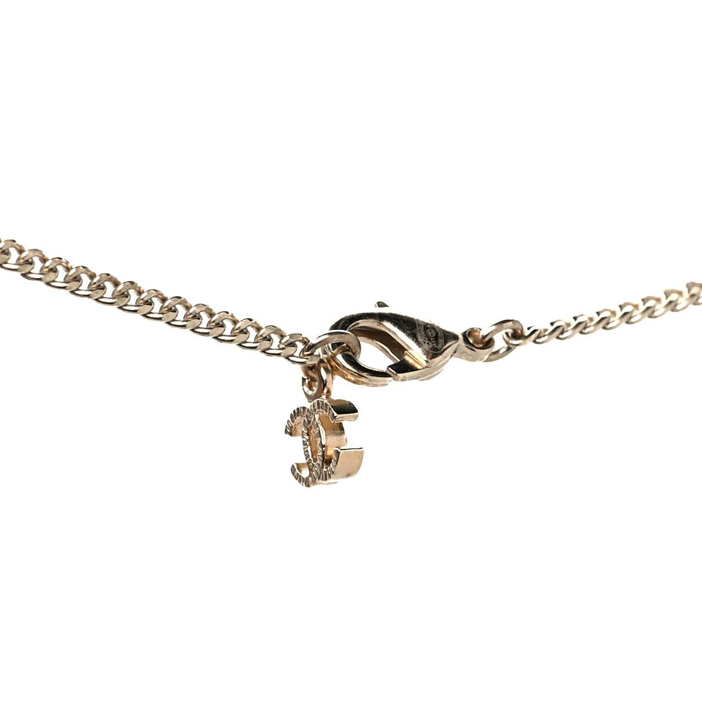 Enamel Twisted CC Pendant Necklace Gold Red