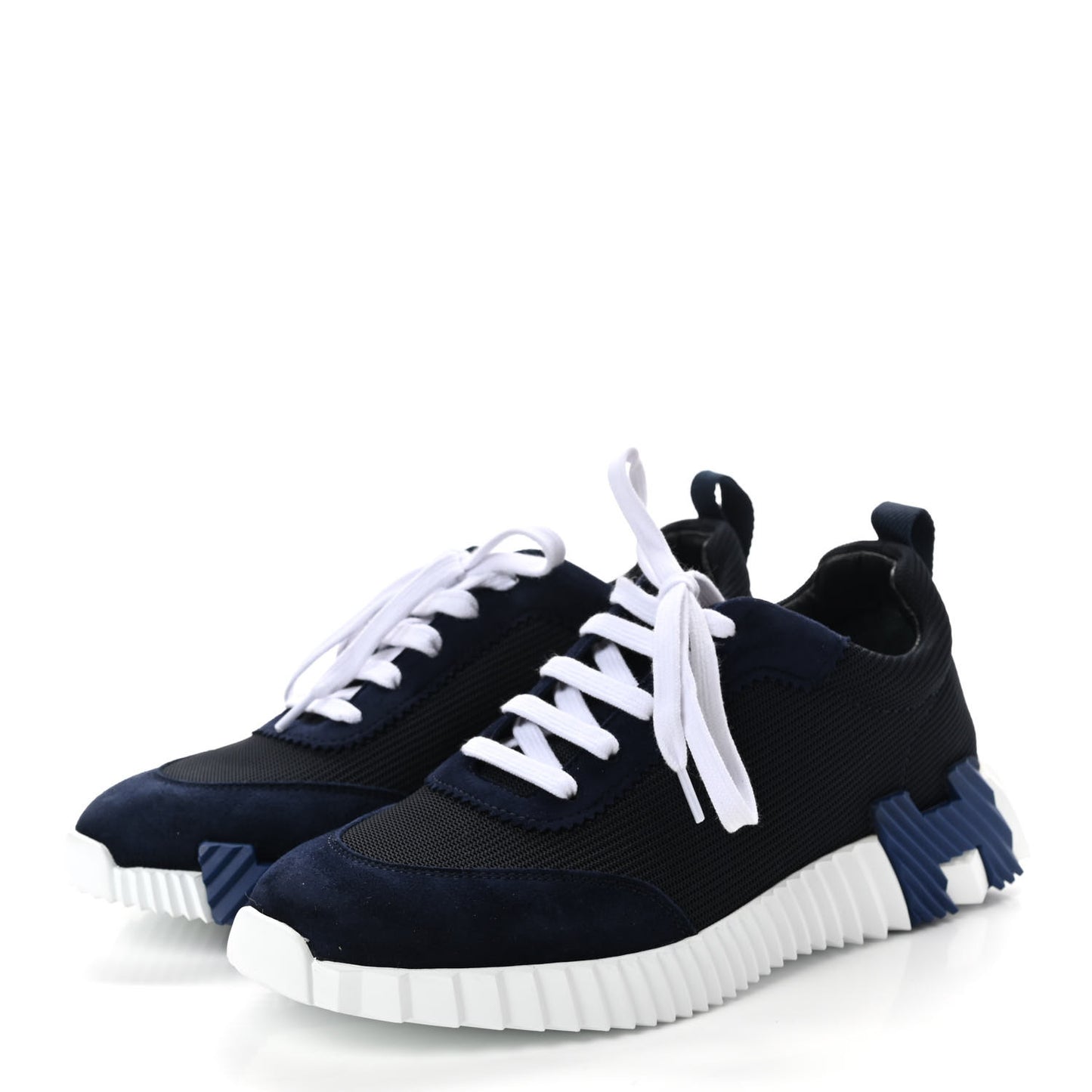 Technical Canvas Suede Goatskin Bouncing Sneakers 39.5 Marine