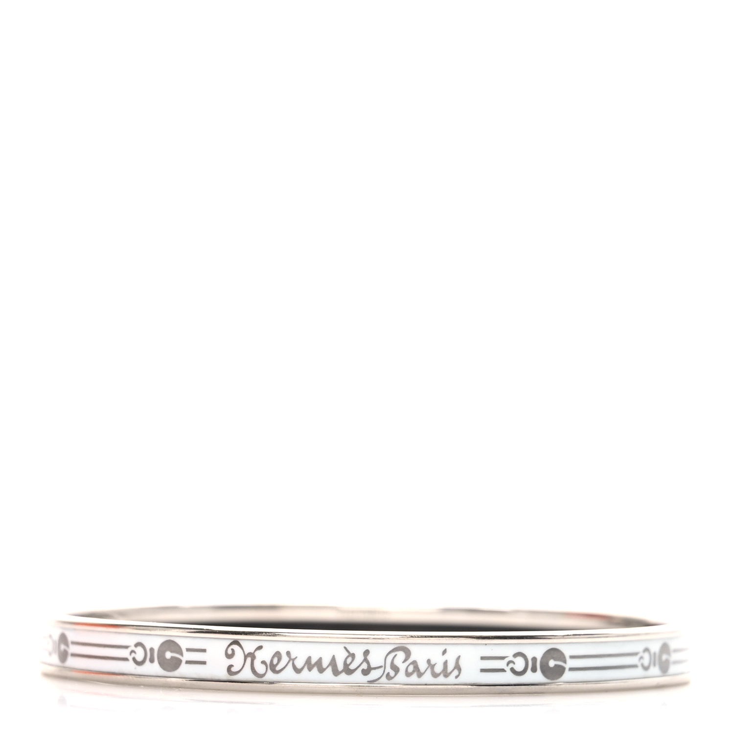 Hermes Enamel Printed Fantaisie d'Etriers Extra Narrow Bracelet White 1 of 6