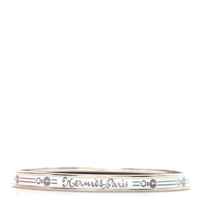 Hermes Enamel Printed Fantaisie d'Etriers Extra Narrow Bracelet White 1 of 6