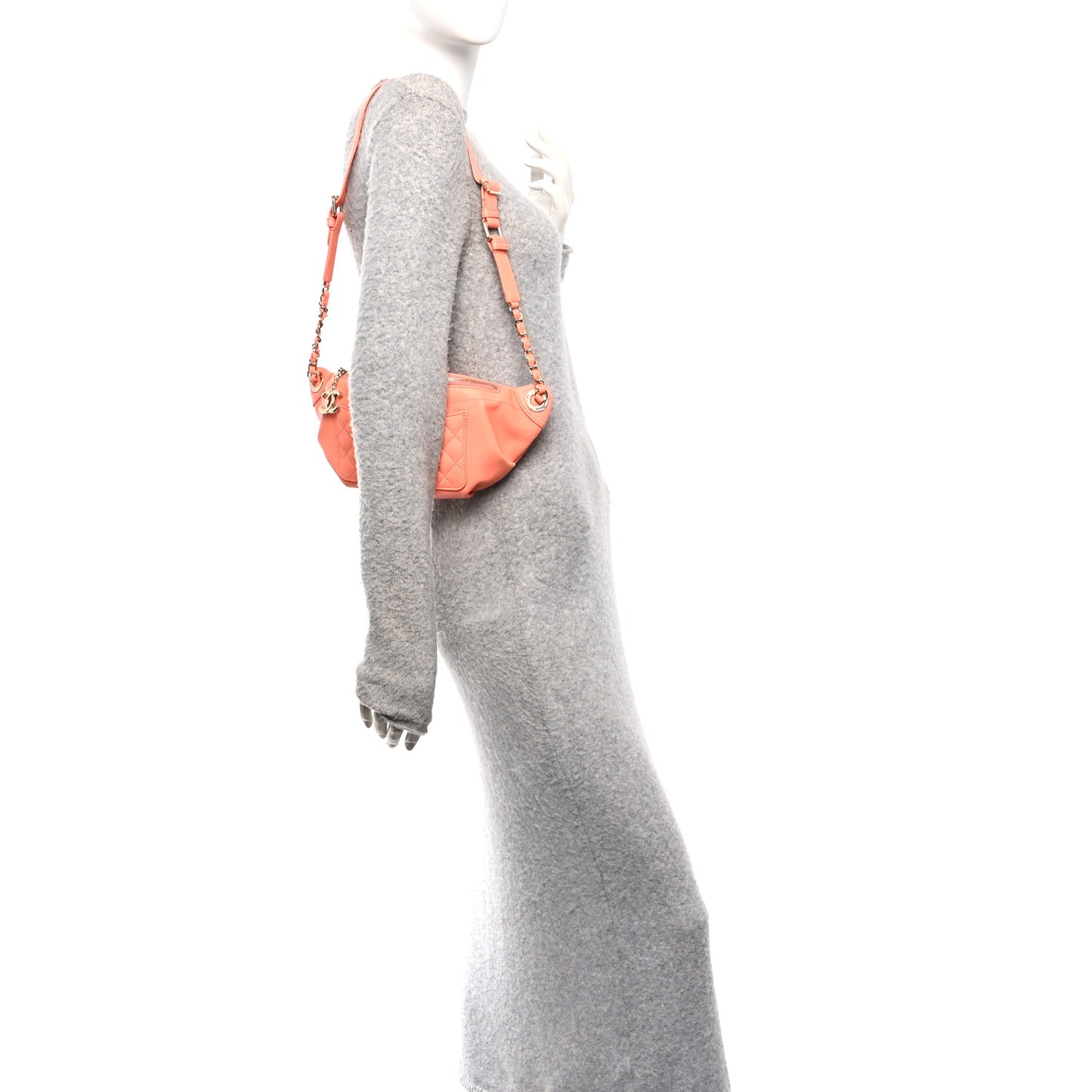Lambskin Quilted Bi Waist Bag Fanny Pack Orange