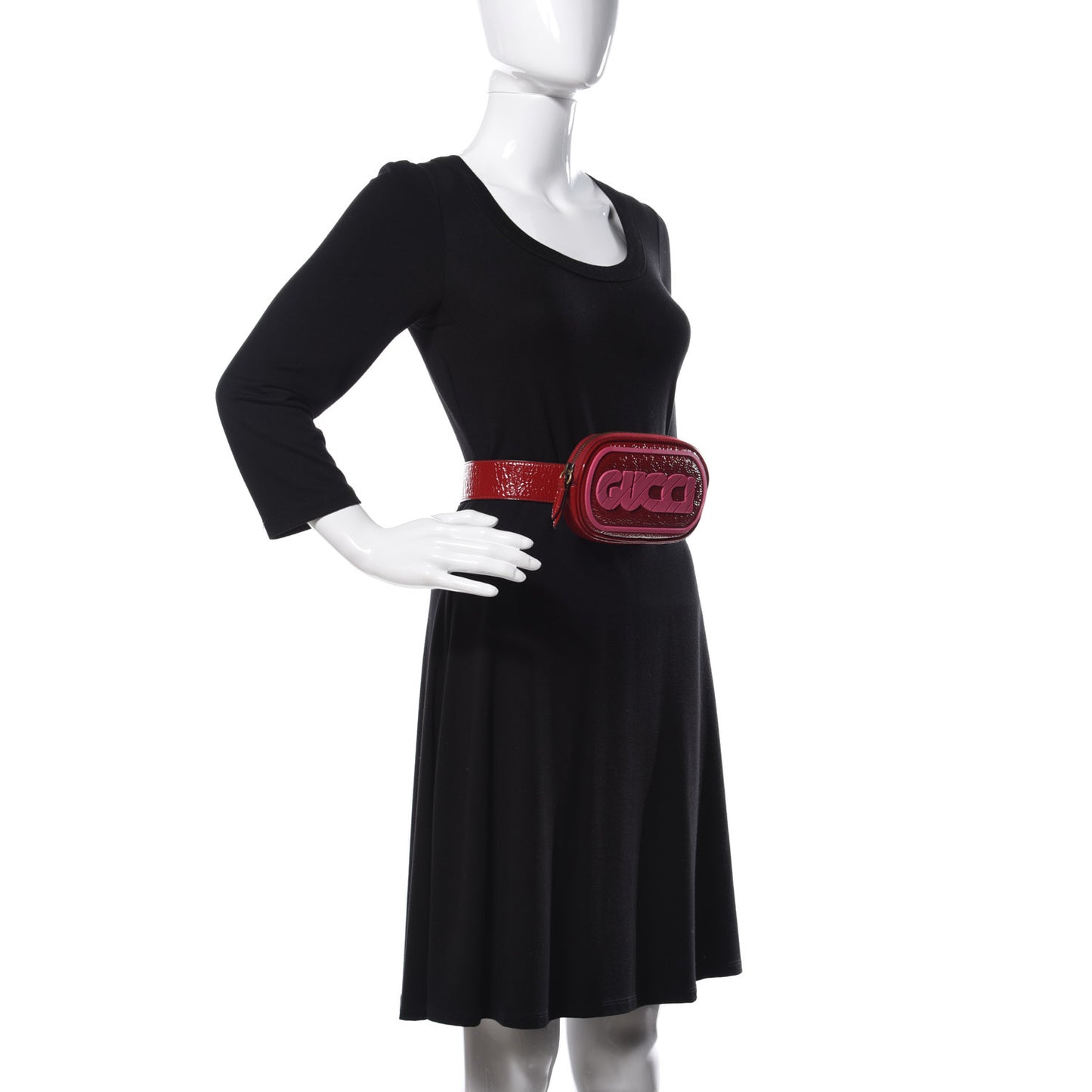Patent Rubber Game Patch Logo Belt Bag 75 30 Hibiscus Red