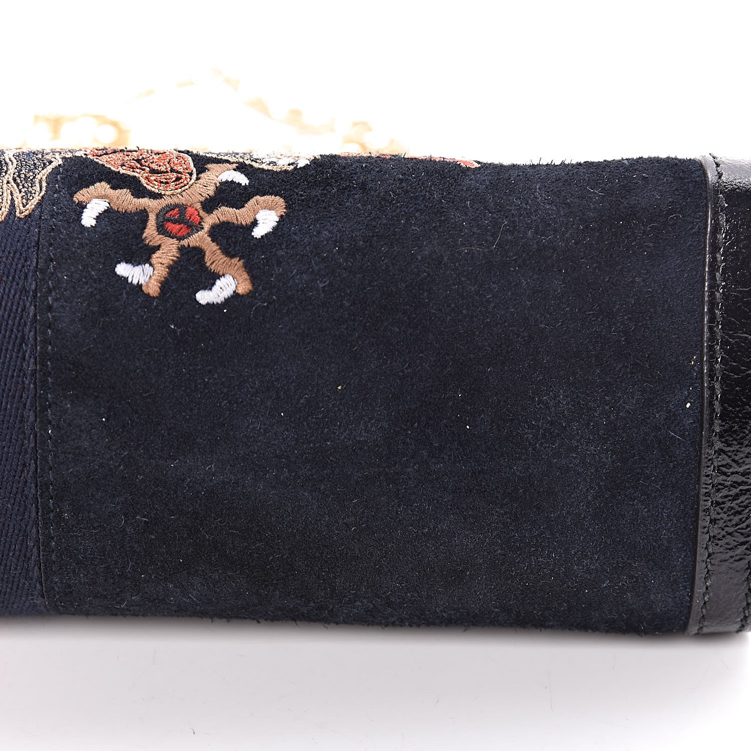 Gucci Suede Patent Web Dragon Embroidered Medium Ophidia Chain Shoulder Bag Blue Multicolor Black 20 of 22