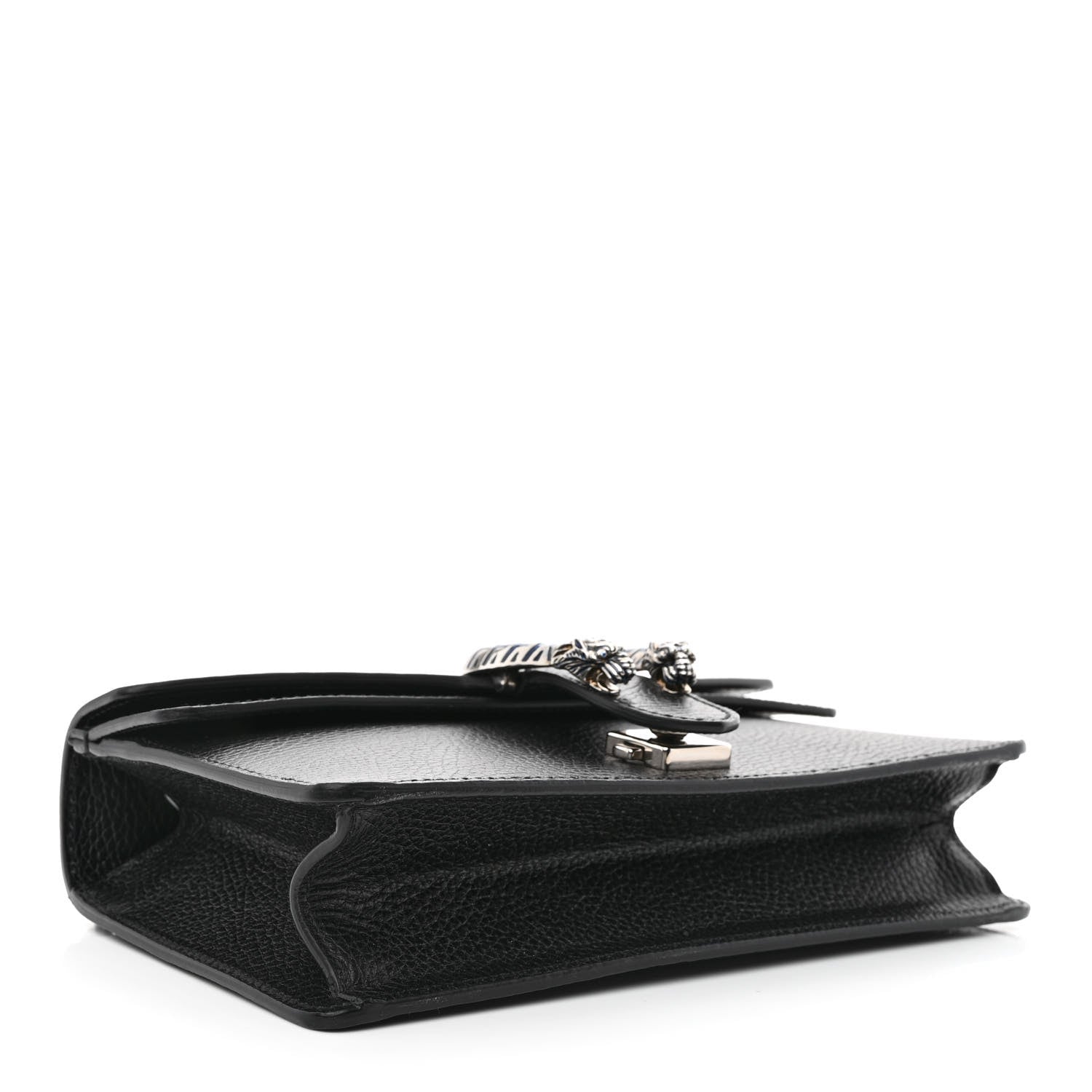 Gucci Dollar Calfskin Enamel Small Dionysus Shoulder Bag Black Electric Blue 4 of 10