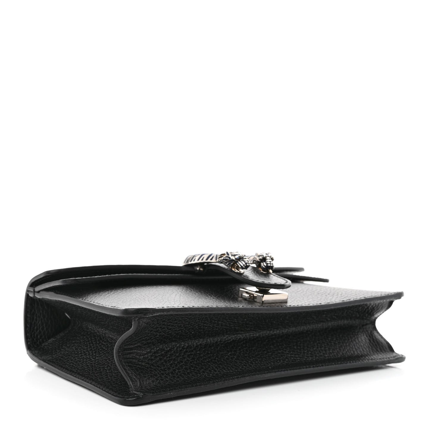 Dollar Calfskin Enamel Small Dionysus Shoulder Bag Black Electric Blue