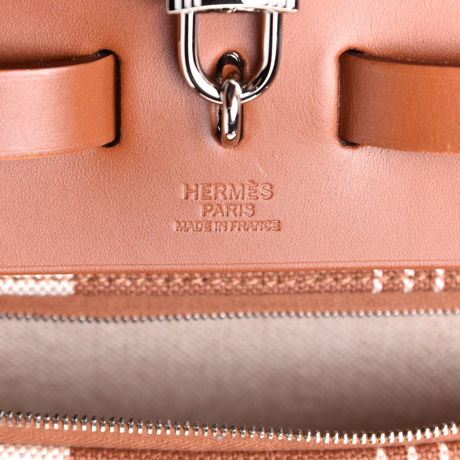 Hermes Vache Hunter Toile H Vibration Herbag Zip 39 MM Fauve Ecru Beige 7 of 10