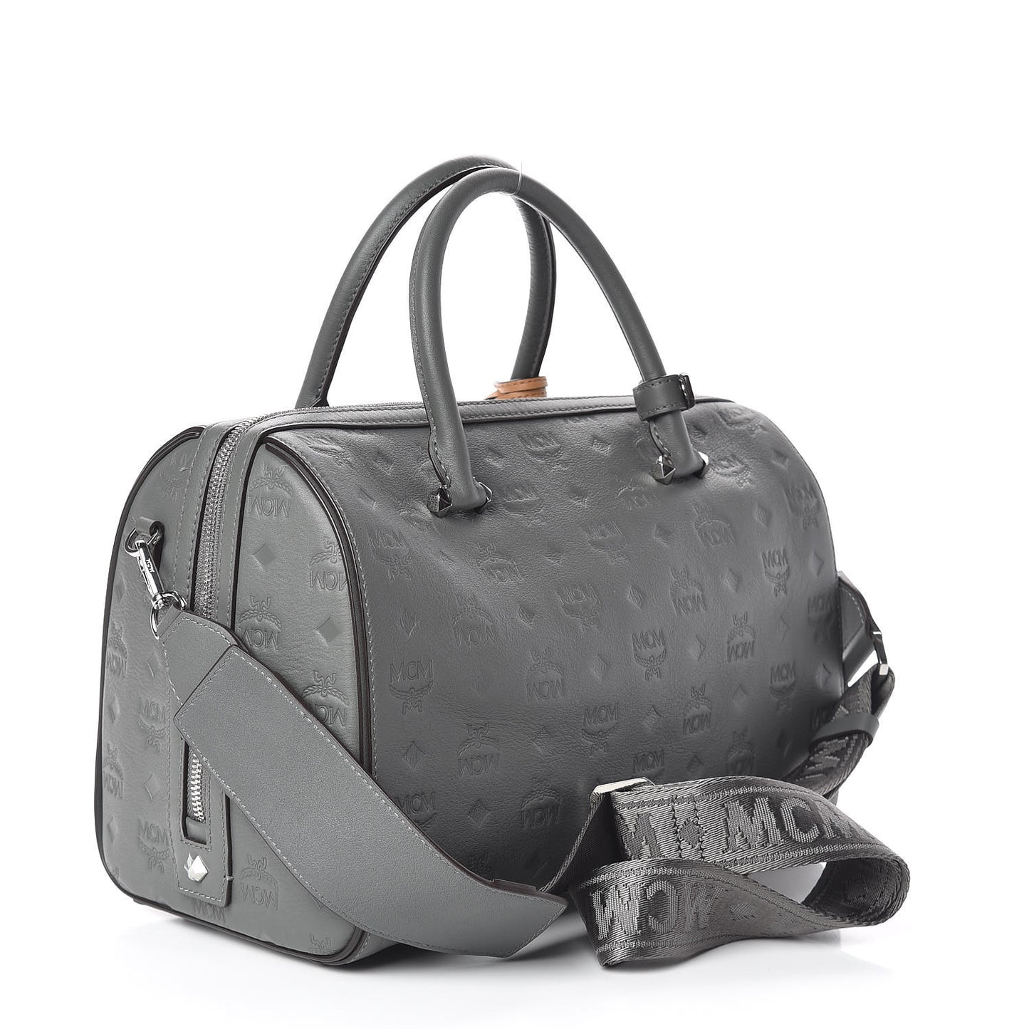 Calfskin Ottomar Monogram Essential Boston Bag Grey