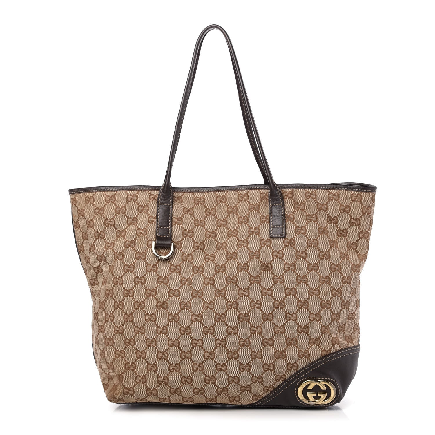 Gucci Monogram Large New Britt Tote Brown 1 of 10