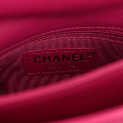 Chanel Lambskin Quilted Small Chain Top Handle Flap Fuchsia 6 of 13