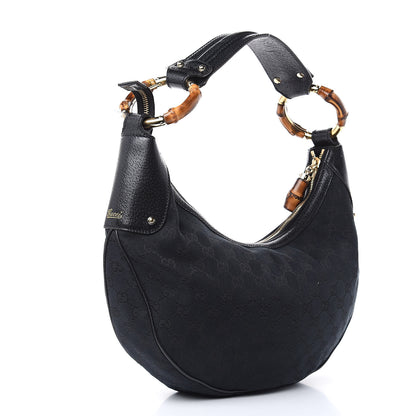 Gucci Monogram Bamboo Ring Hobo Black 3 of 11