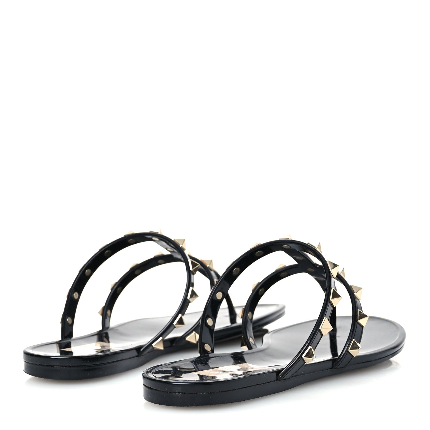 Valentino Garavani PVC Jelly Rockstud Caged Flat Thong Sandals 37 Black 5 of 9