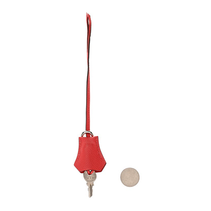 Hermes Epsom Lock and Key Clochette Set Rouge Casaque 2 of 4