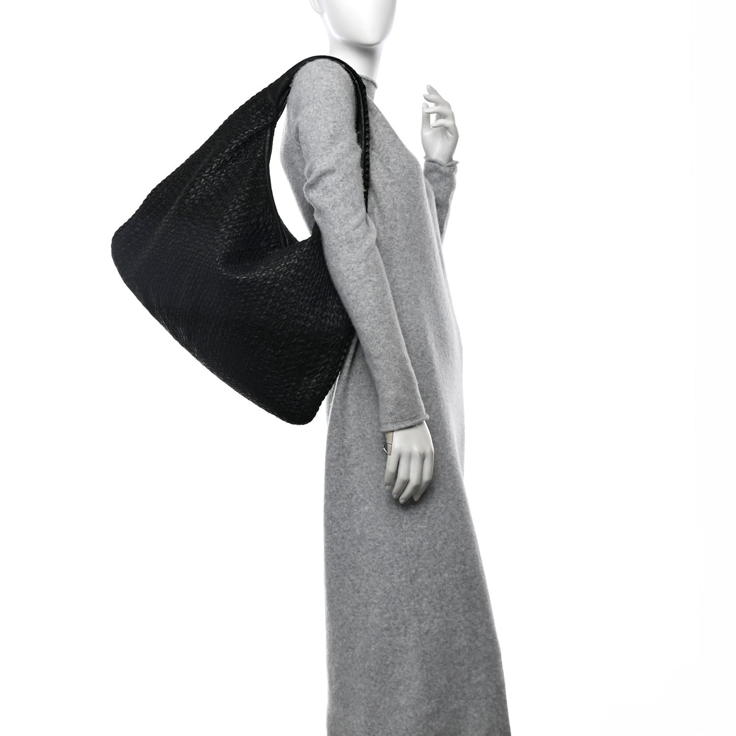 Nappa Intrecciato Weave Maxi Veneta Hobo Black