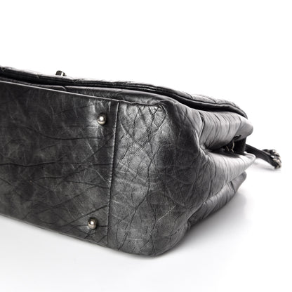 Chanel Metallic Aged Calfskin Quilted Large Pondichery Flap Dark Grey 7 of 10