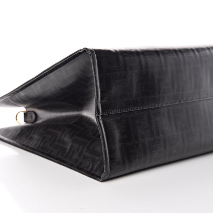 Fendi X FILA Glazed Fabric FF 1974 Mania Shopping Tote Bag Black White 5 of 9