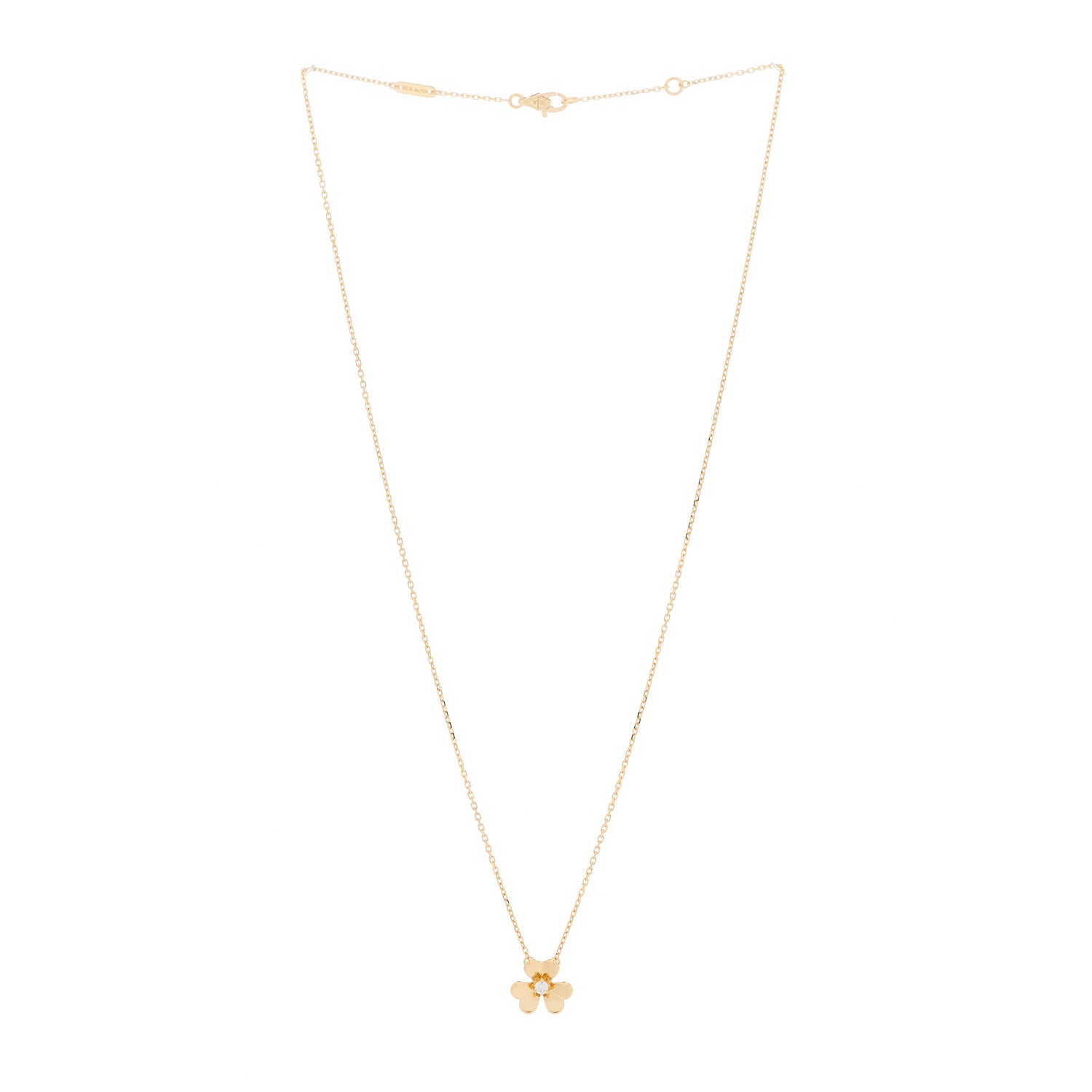 Van Cleef & Arpels 18K Yellow Gold Diamond Mini Frivole Pendant Necklace 2 of 5