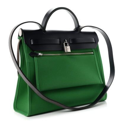 Hermes Vache Hunter Toile Herbag Zip 31 PM Cactus Bleu Indigo 4 of 12