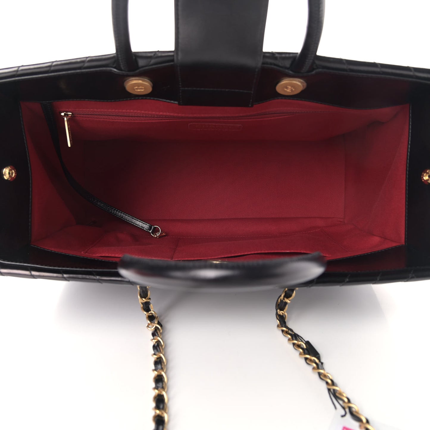 Aged Calfskin Chevron Large Coco Handle Shopping Tote Black