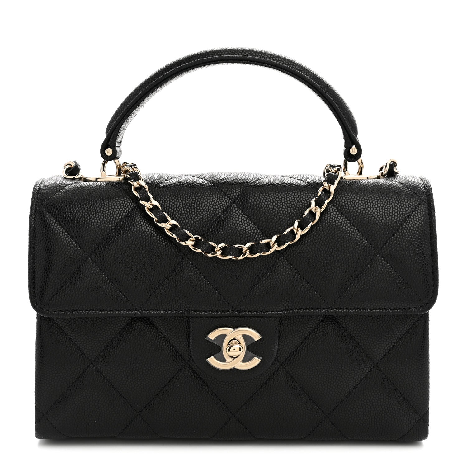 Chanel Caviar Quilted Retro Mini Twist Top Handle Clutch Flap Black 1 of 10