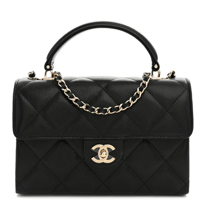 Chanel Caviar Quilted Retro Mini Twist Top Handle Clutch Flap Black 1 of 10