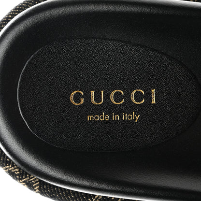 Gucci Jacquard Black Denim GG Monogram Angelina Platform 55mm Slide Sandals 38 Black Ivory 7 of 9