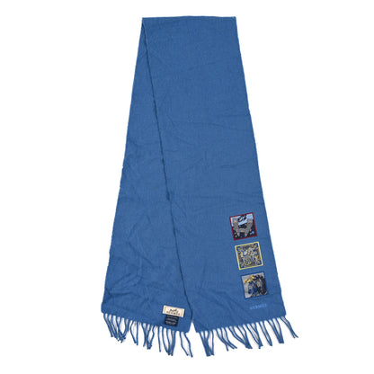 Hermes Cashmere Badges Soie Scarf Bleu Horizon 2 of 3