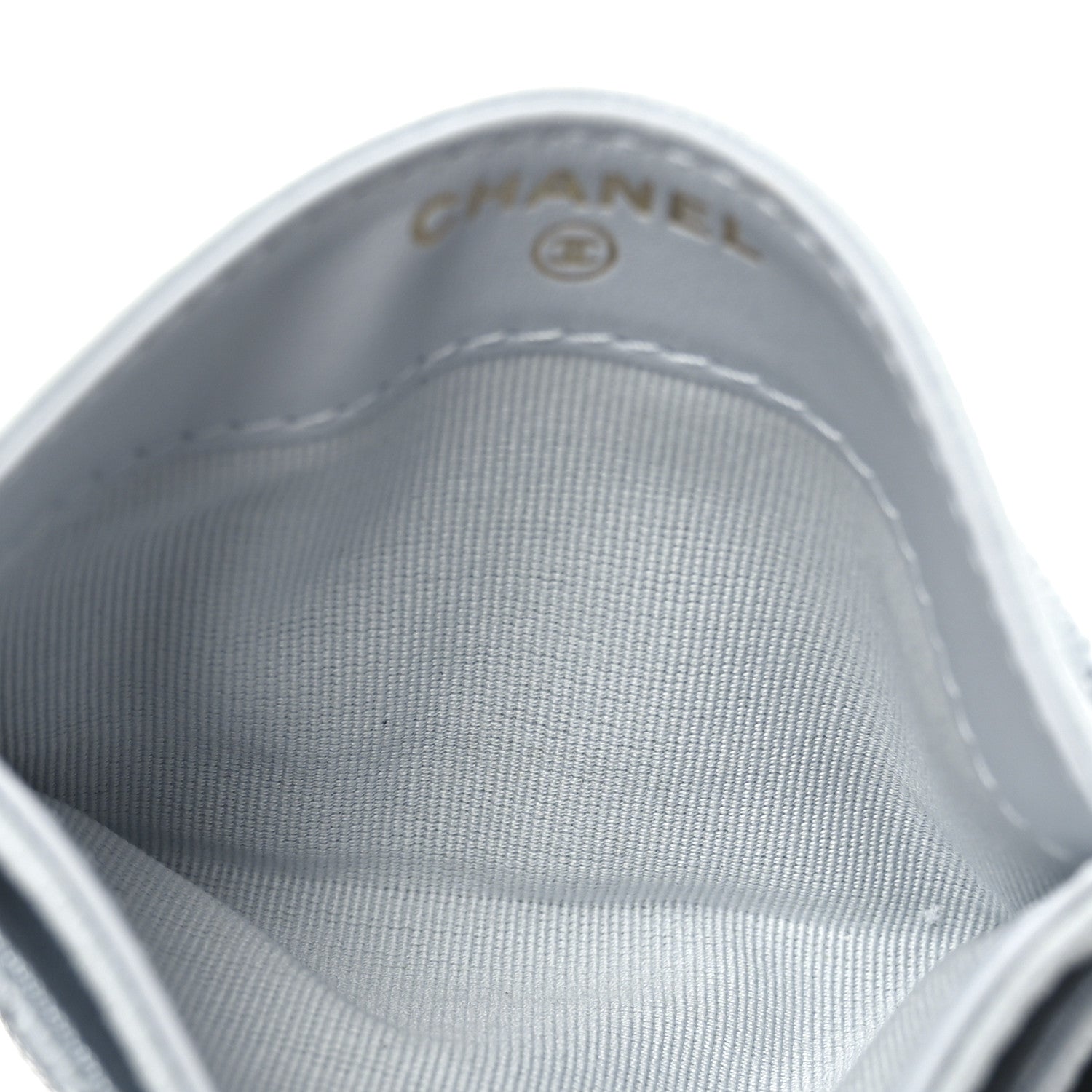 Chanel Caviar Quilted Crystal CC Card Holder Light Blue 5 of 8