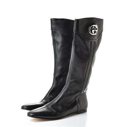 Gucci Calfskin Interlocking G Boots 38.5 Black 3 of 14