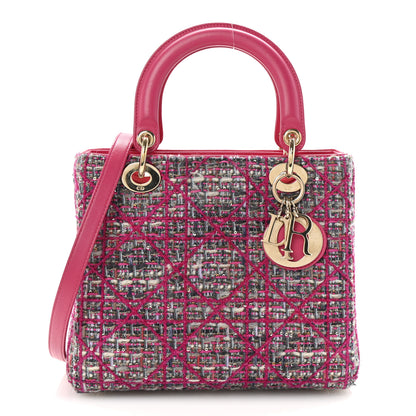 Christian Dior Tweed Medium Lady Dior Pink Multicolor 1 of 10