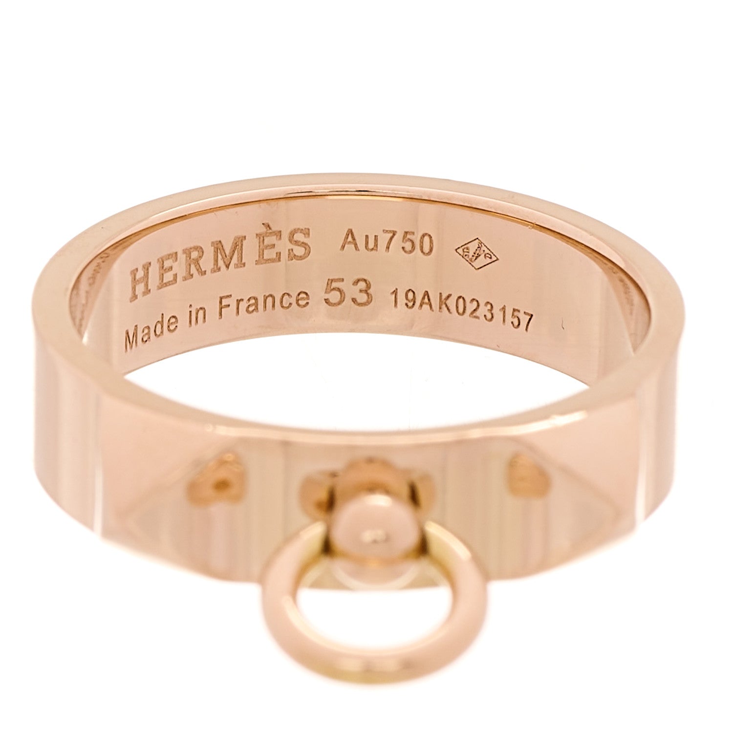 Hermes 18K Rose Gold PM Collier De Chien Ring 53 6.5 4 of 5