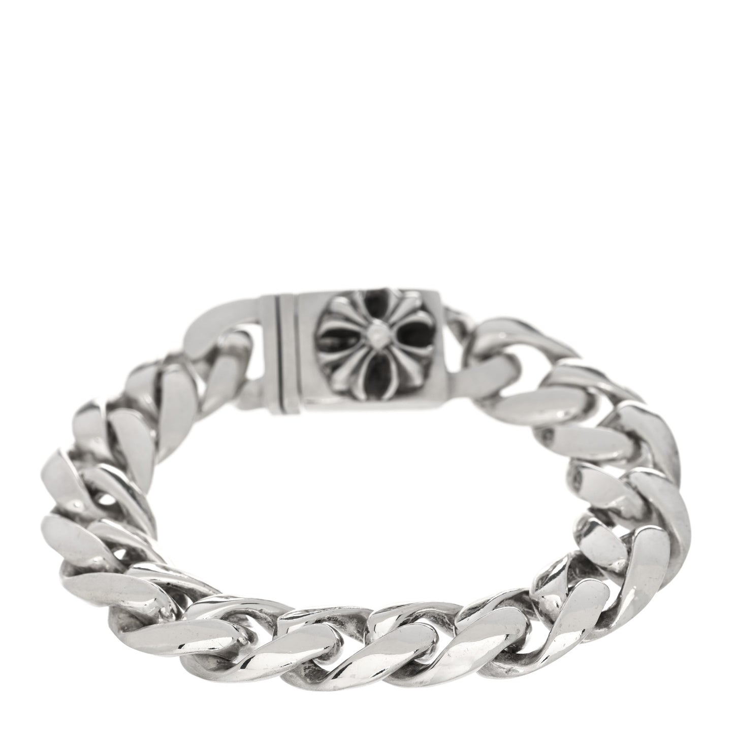 Sterling Silver Maltese Cross Curb Chain Bracelet