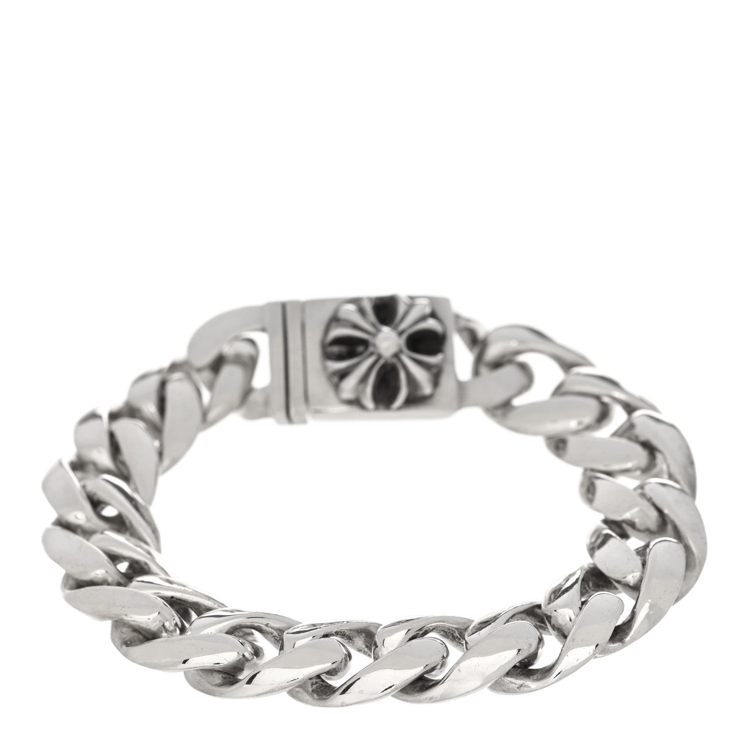 Chrome Hearts Sterling Silver Maltese Cross Curb Chain Bracelet 2 of 3