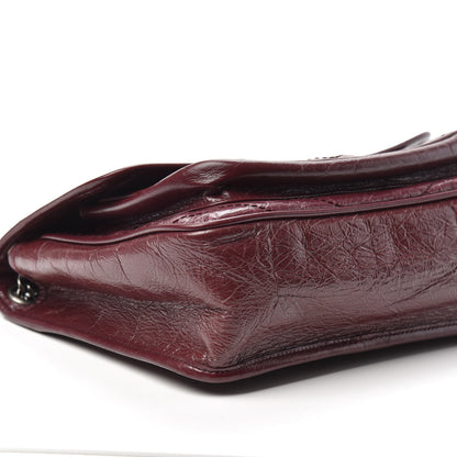 Saint Laurent Crinkled Calfskin Matelasse Monogram Medium Niki Chain Satchel Burgundy 8 of 9