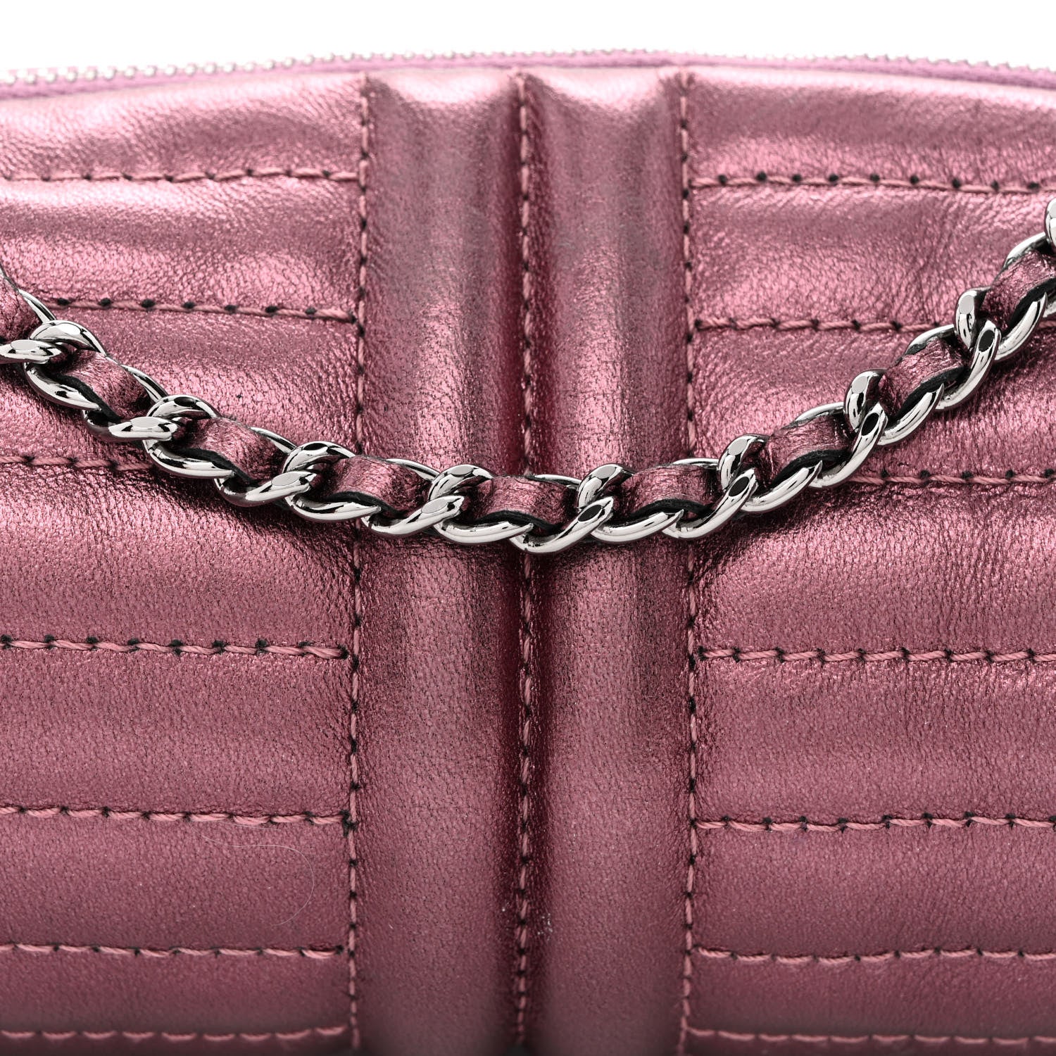 Chanel Metallic Lambskin Horizontal Quilt Pochette Purple 8 of 10