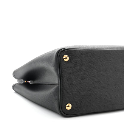 Prada Saffiano Cuir Small Double Bag Black Fuoco 8 of 9