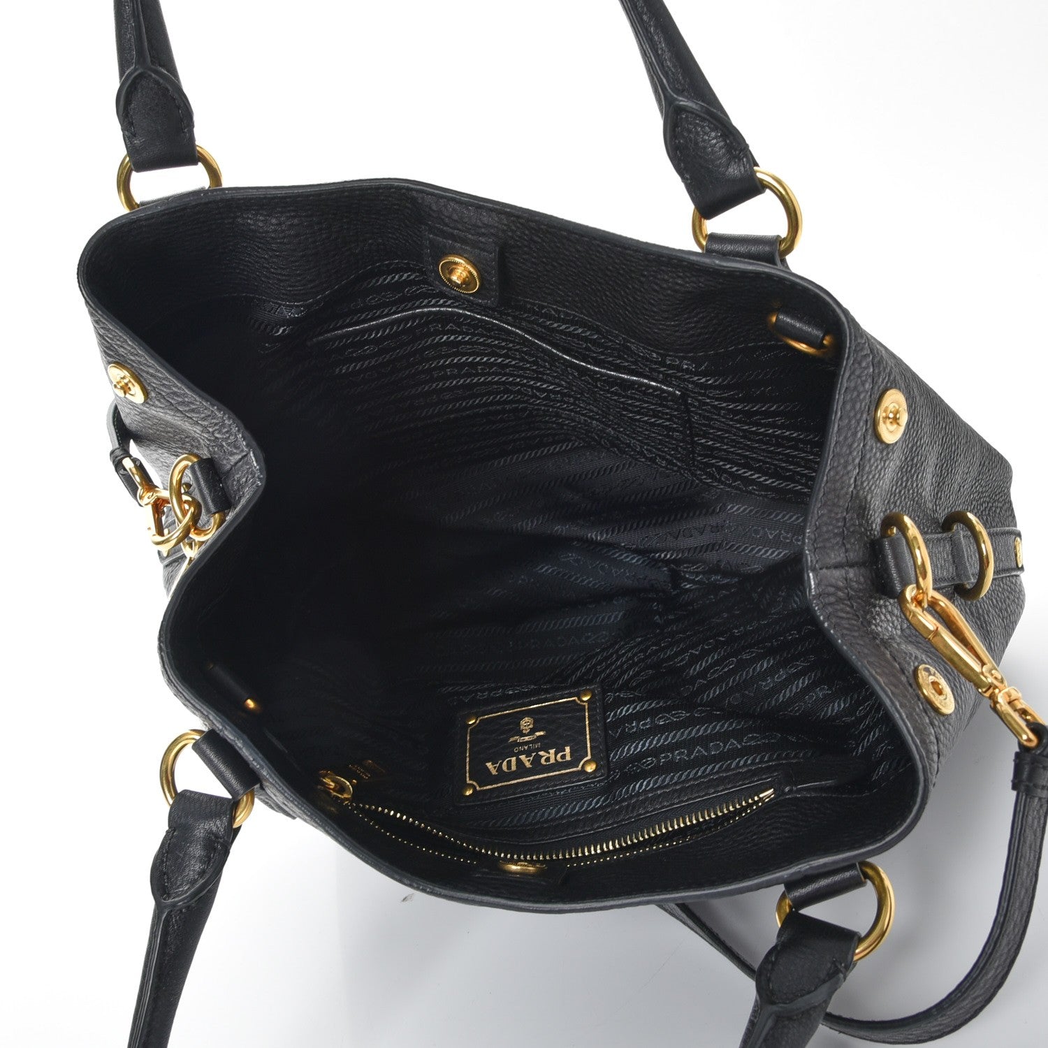 Prada Vitello Daino Tote Nero Black 6 of 10