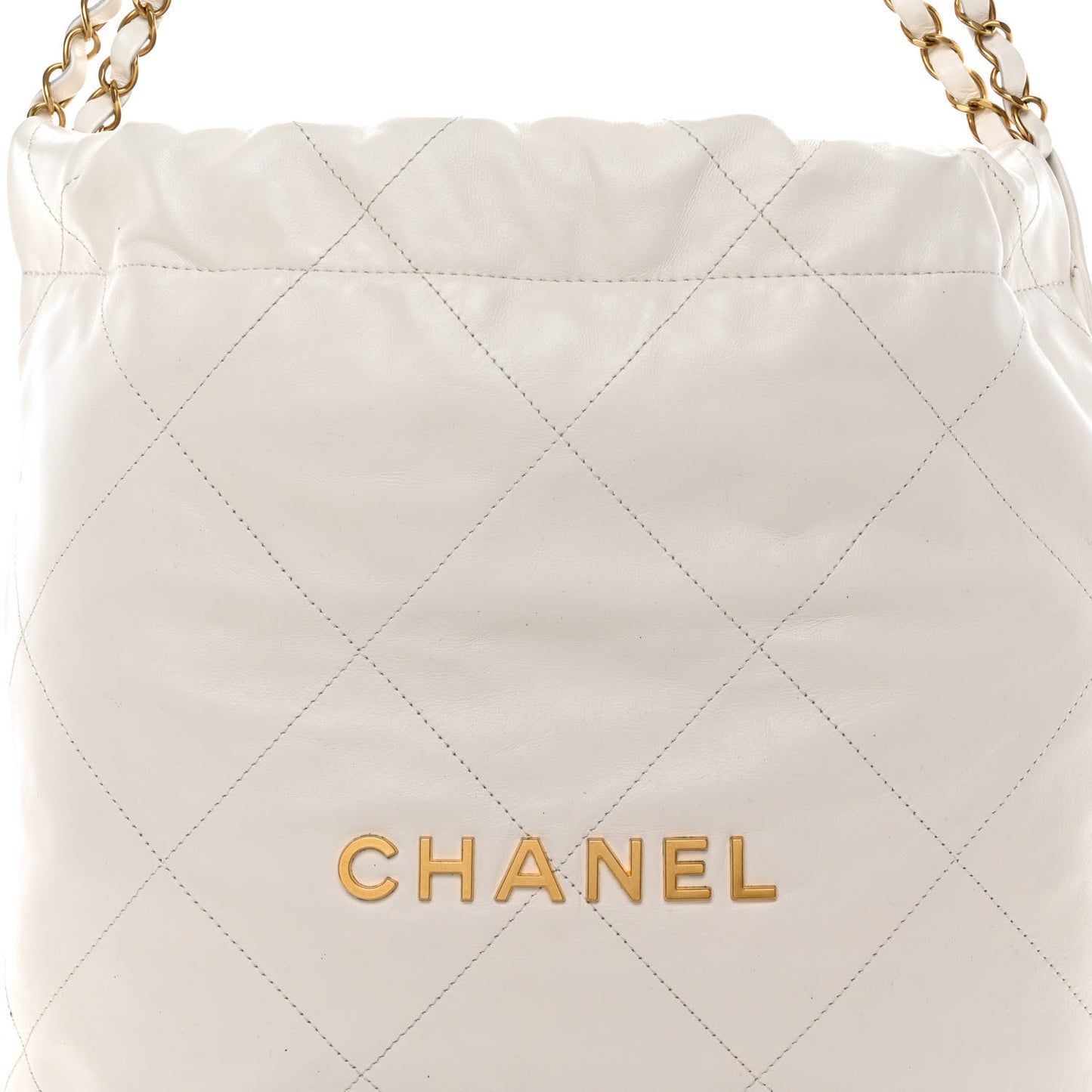 Shiny Calfskin Quilted Small Chanel 22 White