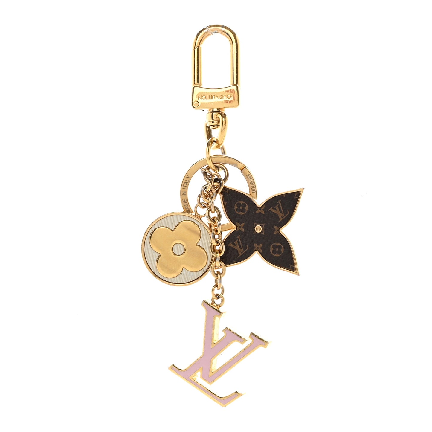 Metal Monogram Epi Spring Street Bag Charm Key Holder Gold