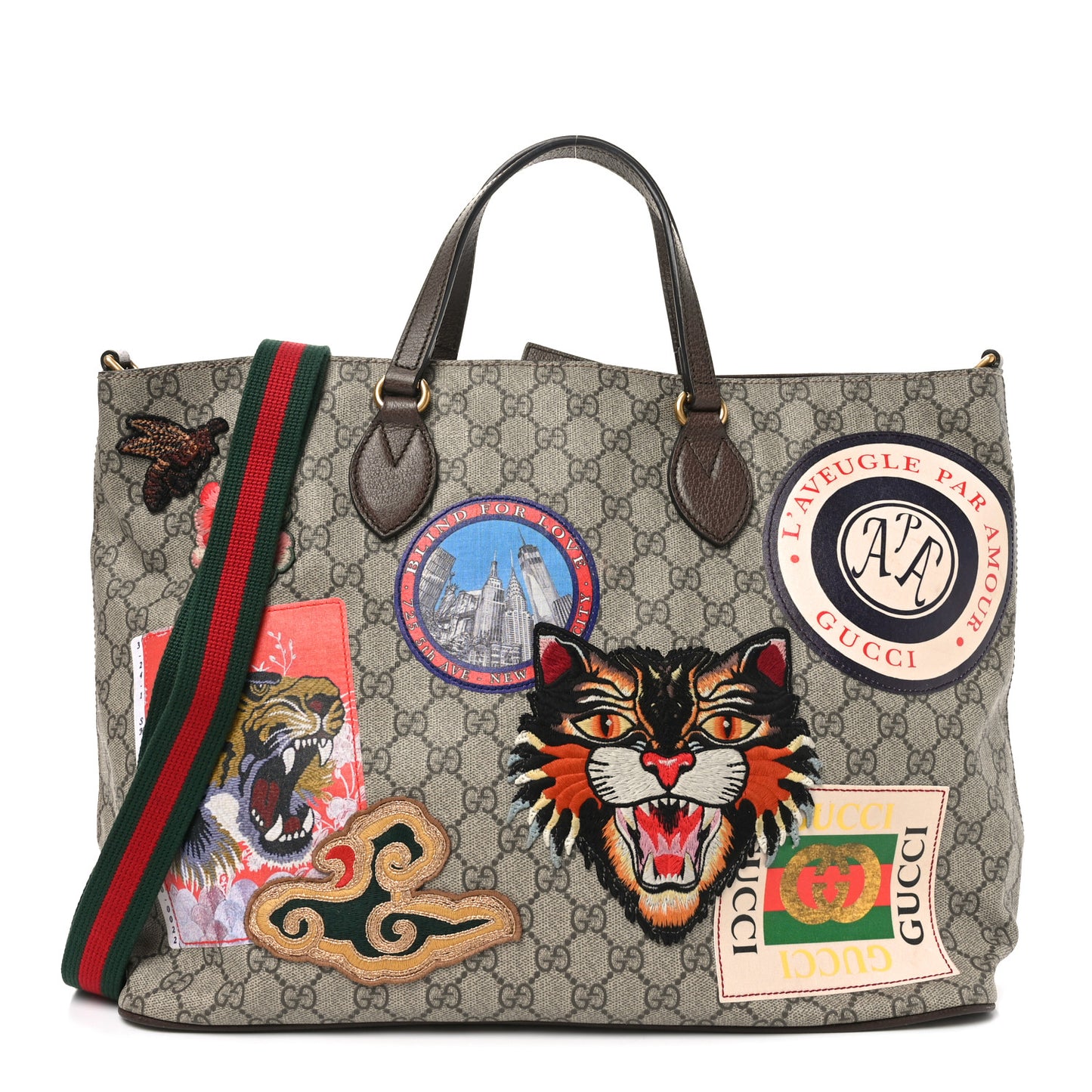 Soft GG Supreme Monogram Courrier Medium Crossbody Tote Beige New Acero