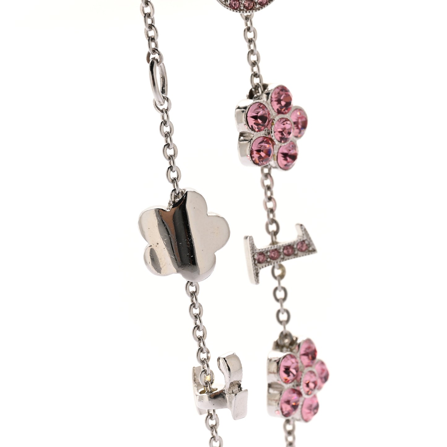Crystal Flower Bracelet Silver Pink