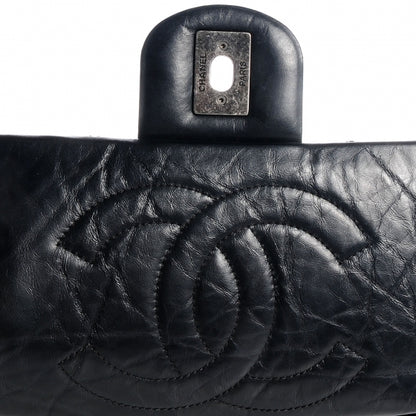 Chanel Aged Calfskin Tweed Jumbo New Portobello Flap Black 5 of 8
