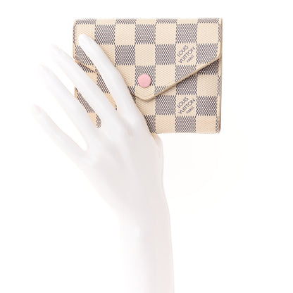 Louis Vuitton Damier Azur Victorine Wallet Rose Ballerine 2 of 13