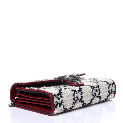 Gucci Tweed GG Monogram Mini Dionysus Chain Wallet White Black Romantic Cherry 4 of 12